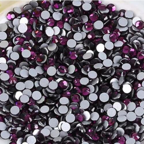 Nail art Strass Amethyst Color Crystal Nail art Rhinestones SS3-SS34 Glitter Non Hotfix Flatback Manicure Nail Art Decoration
