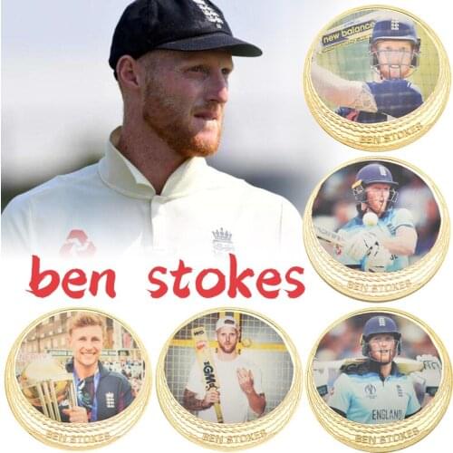Cricket Superstar Ben Stokes Gold Plated Coins Collectibles with Box Europe British Bullion Coins Original Gift Dropshipping