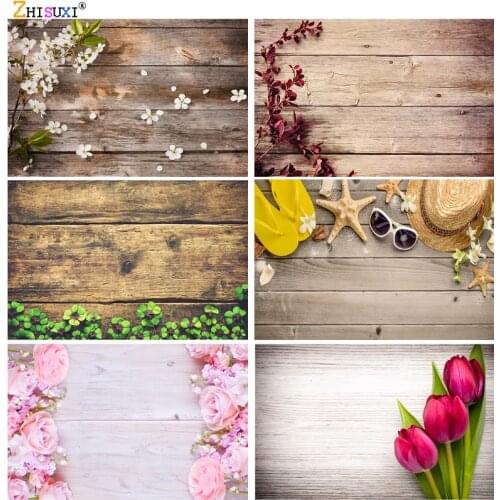 Vinyl Custom Photography Backdrops Props Flower Wooden Floor Landscape Photo Studio Background 21213 HJMB-01