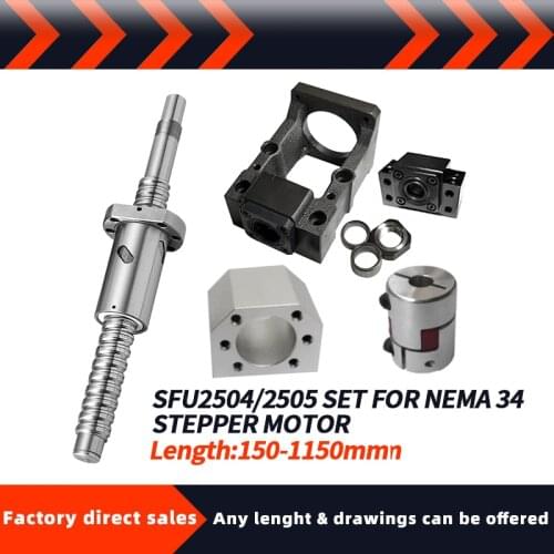 Screw motor integrated seat SFU2504/2505 150-1150mm +HM20-86(Cast iron)BF20 +Plum coupling XB40*65 +Coupler DSG25H for cnc parts