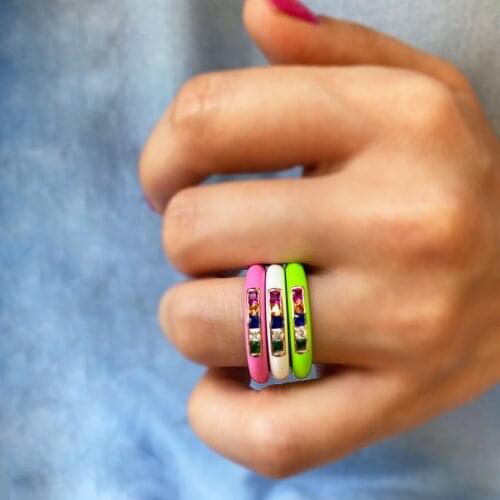 Candy Colorful Finger Ring For Girl Women 2021 Summer Hot Selling Trendy Fashion Rainbow Jewelry