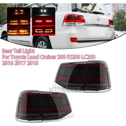4pcs Smoked LED Car Rear Tail Light Brake Reverse Lamp Turn Signal For Toyota Land Cruiser LC200 2016 2017 2018
