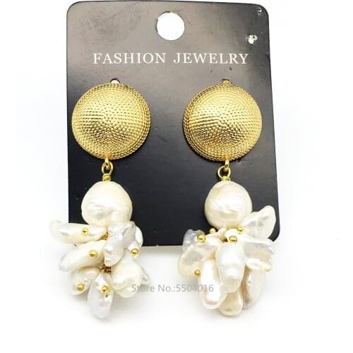 Trendy Elegant Real Natural Pearls Dangle Earrings For Women Jewelry Pearls String Statement Drop Earrings Wedding Party Gifts