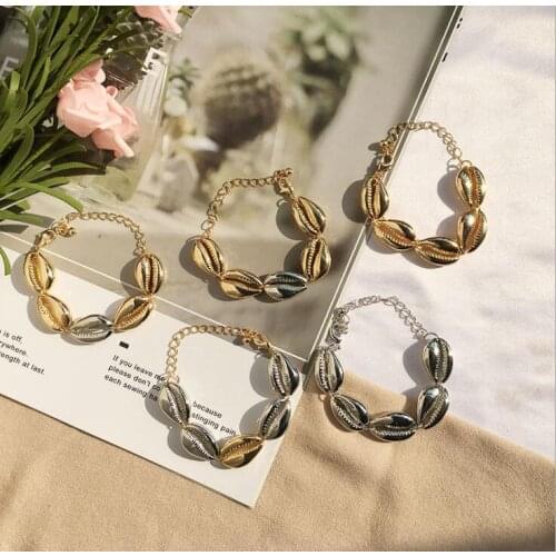 2019 Trendy Hot Cowrie Shell Jewelry Bracelets for Women Delicate Gold Color Shell Easy Match Handmade Bracelet for Women
