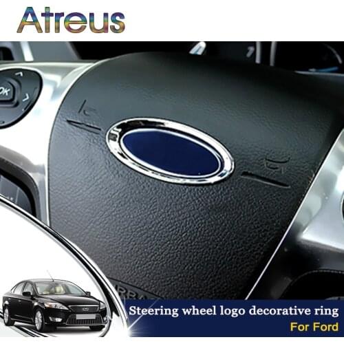 1X Chrome Steering Wheel Protector Trim Interior Stickers For Ford Kuga Fiesta Ecosport Escape Mondeo Focus MK2 MK3 Accessories