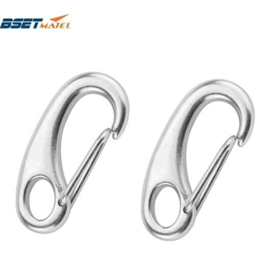 2PCS Boat Marine Stainless Steel Egg Shape Spring Snap Hook clips Quick Link Carabiner Buckle eye shackle Lobster Claw outdoor