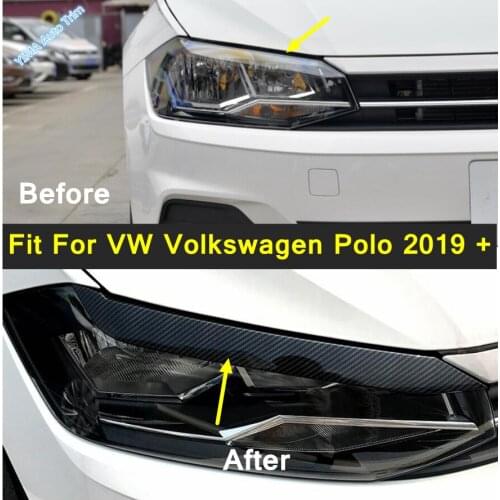 Car Front Headlight Eyelids Eyelashs Cover Trim Plastic Mouldings Exterior Accessories 2PCS For VW Volkswagen Polo 2019 - 2021
