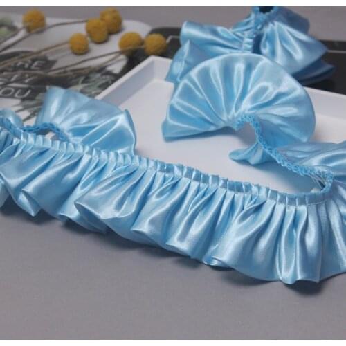 2 Meters/Lot 5.5CM Ruffled Satin Ribbon Quality Shiny Creased Lace DIY Doll Clothes Skirt Neck Cuffs Accessories Decoration