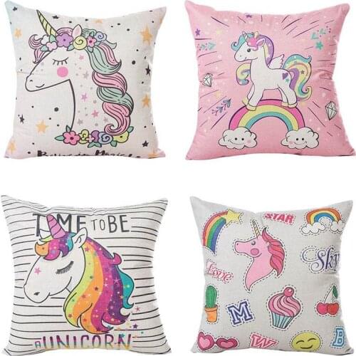 45*45cm Unicorn Pillow Case Cushion Cover Sofa Chair PillowCase Home Decoration Baby Shower Wedding Birthday Party Supplies