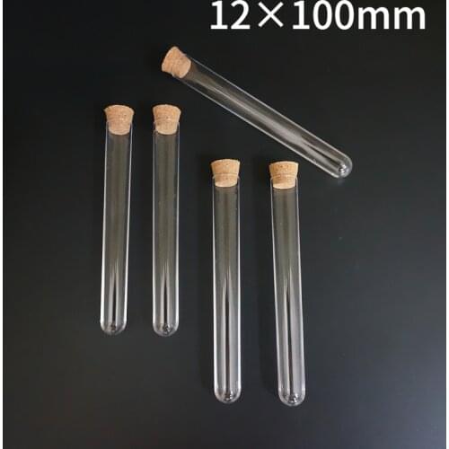 50pcs/100pcs/200pcs/400pcs 12x100mm Lab Clear Plastic Test Tubes With Corks Stoppers Wedding Favor Gift Tube Laboratory School