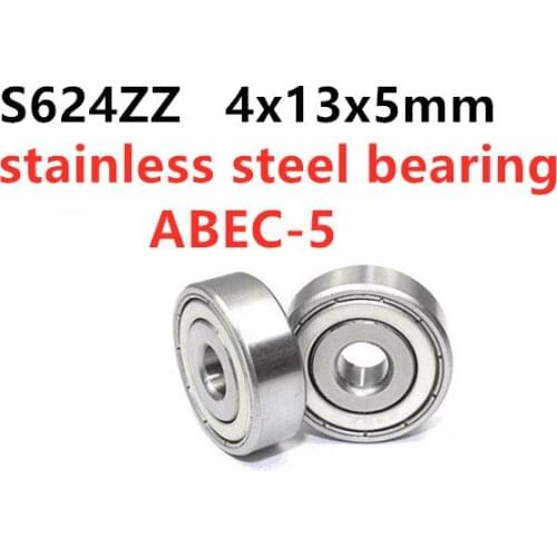 50pcs/lot S624ZZ S624 -2Z 4*13*5 stainless steel deep groove ball bearing 4x13x5 mm