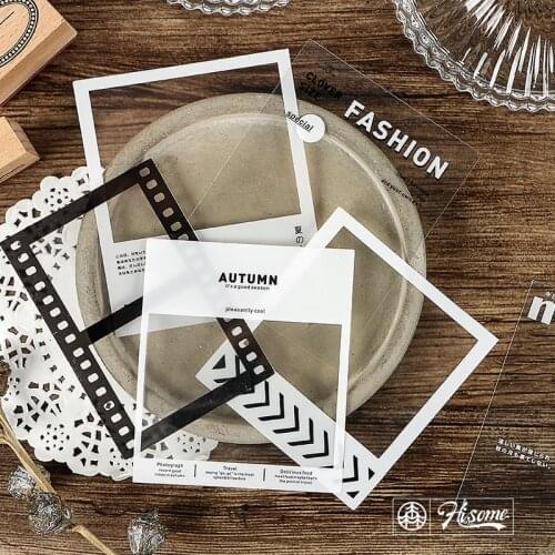 8Sheets Film Frame PET Stickers Scrapbooking Material Plastic Clear Travel Planner Journal Decorative Craft Hobby DIY Use