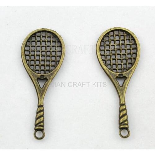 80pcs big tennis racket charms sports antique bronze zinc alloy drops DIY Supplies for Jewelry Making 49*20mm AY0343