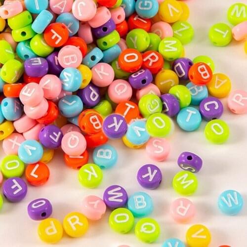 Acrylic Letter Beads 3600pcs 4*7mm Flat Coin Round Shape Colorful Plastic English Initial Alphabet Jewelry Spacer Bead 6 Colors