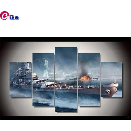 Diy Diamond Painting Warships Home Decor Wall Art Full Square Drill Cross Stitch Embroidery Landscape Rhinestone Mosaic Decor