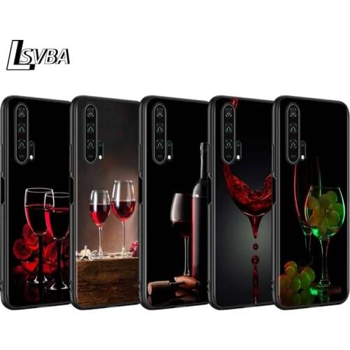 Black Cover For Huawei Honor V30 9X 8X 10i 10 9 Lite Shell Red wine glass for Honor 8 8S 8 7C 7A Pro Phone Case