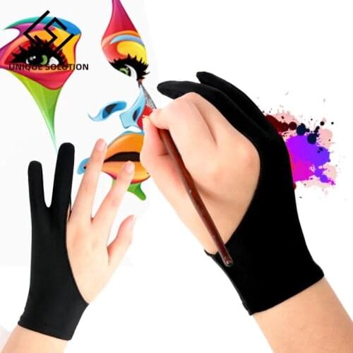 Black 2 Finger Anti-fouling Glove,both For Right And Left Hand Artist Drawing For Any Graphics Drawing Tablet
