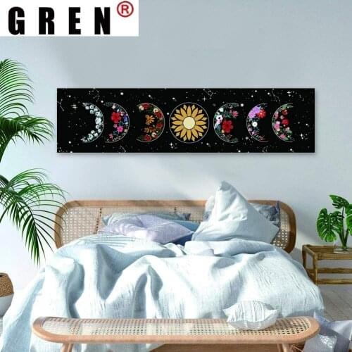 GREN Flower Moon Sun Mandala Tapestry Wall Hanging Rugs Background Cloth Beach Mat Blanket Art Bedroom Living Home Decor