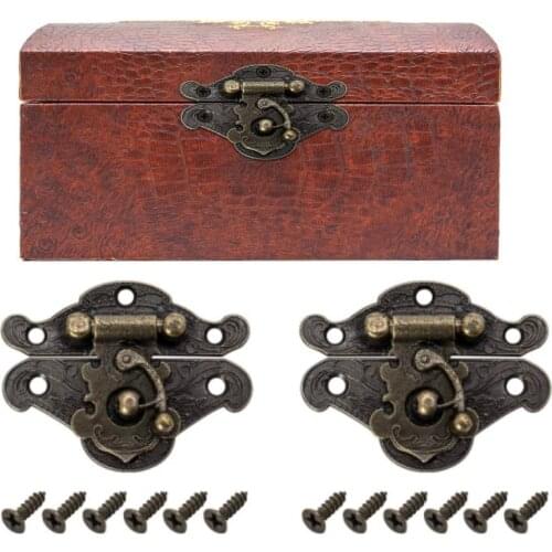 5Pcs Retro Antique Buckle Latch with Screw Vintage Latch Hasp Pad Chest Lock Plate Wooden Case Jewelry Box Cabinet Decoration