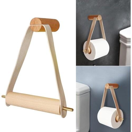 European Style Household Paper Holder Toilet Paper Holder Wood Roll Holder for WC Bathroom Retro Wall Bracket Easy to Install