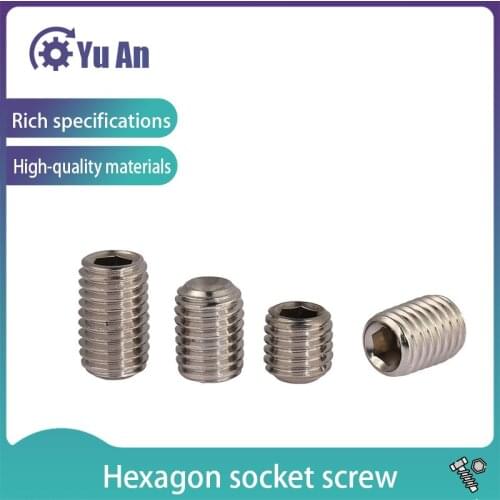 DIN916 304 Stainless Steel Concave Face Inside Hexagonal Fastening Machine Rice Screw Headless Screw Top Wire M8-M16 10PCS