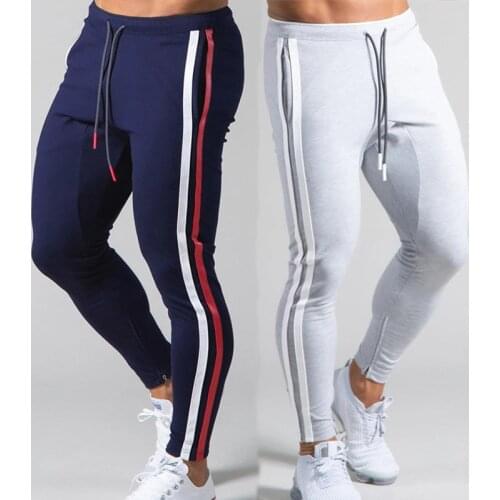 Joggers Men Striped Sweatpants Casual Long Pants Men Fitness Running Workout Track Trousers