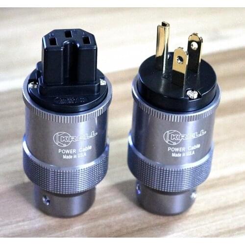 Krell Gold Plated US Power Plug Connector Power Cord Plug+IEC Female AC Power Connector
