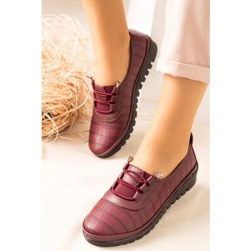 Lal Shoes & Bags Arica Kroko Orthopedic Casual Women Shoes-burgundy
