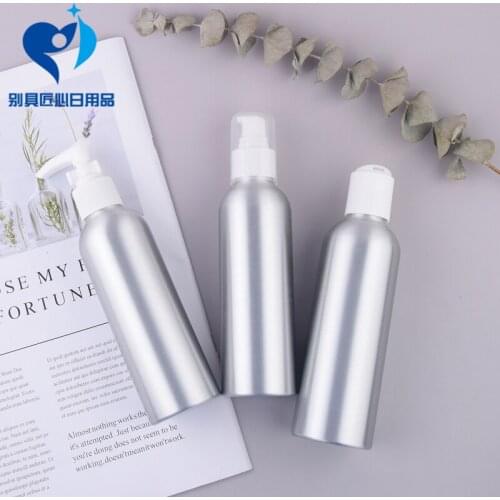 Hot! 1pcs 30ml-500ml Aluminum Bottle with Cosmetic Small Pump with Protective Cover, Lotion Pump Free Shipping Refillable Bottle