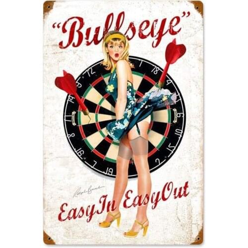 Losea Bullseye Retro Tin Metal Sign Vintage Wall Decor Metal Plaque Poster for Home Club Bar Pub Tavern Coffee Cafe BBQ Garage