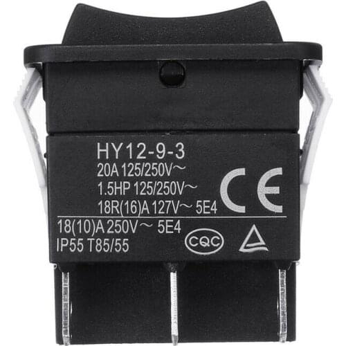 Mayitr 1pc ABS HY12-9-3 6 Pins Industrial Electric Rocker Switch 125/250V 18/20A Push Button Switch ON-OFF Power Switch