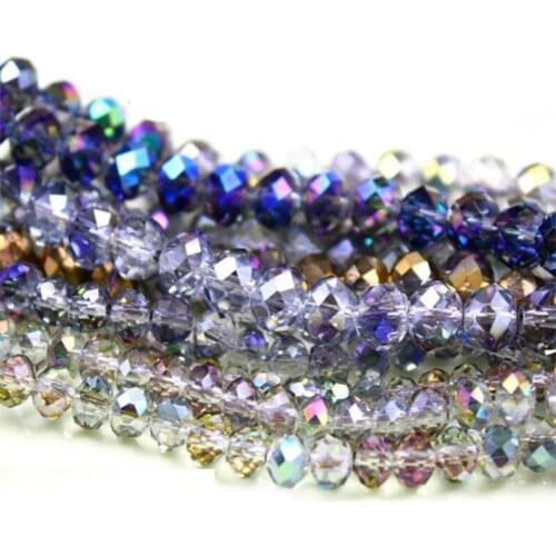 MHS.SUN 8MM 200PCS Bling Color Plasting Faceted Crystal Beads Rondelle Round Spacer Beads Loose Glass Beads For Jewelry/Garment