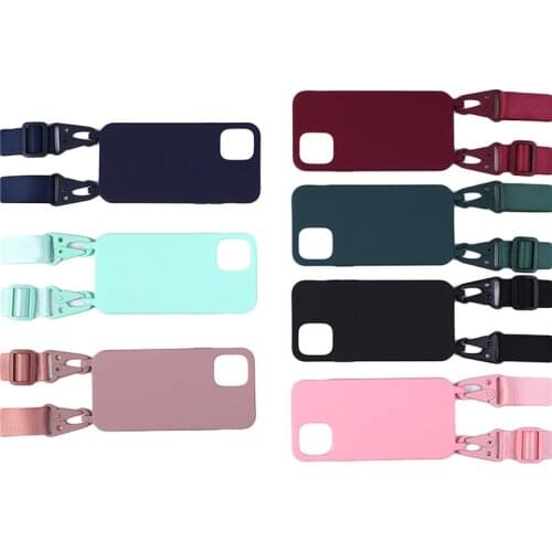 Fashion Solid Color Mobile Phone Case with Lanyard for iPhone 12/12 Pro Max, Samsung S30/S21, Huawei Mate 40Pro