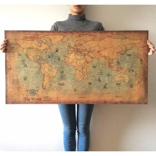 Nautical Ocean Sea world map Retro old Art Paper Painting Home Decor Sticker Living Room Poster Cafe Antique poster