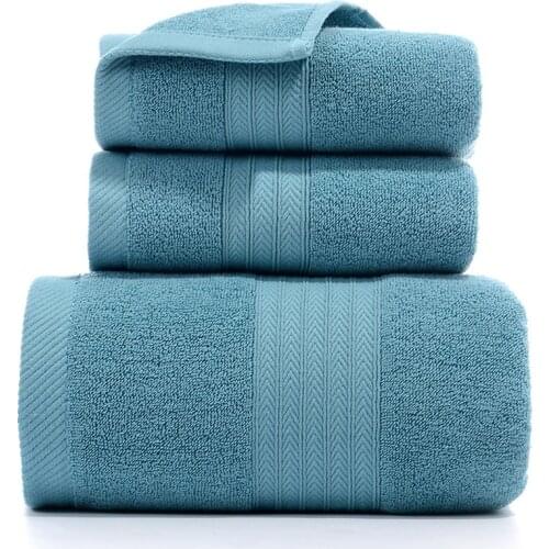 3pcs Towel Set Hand Face Bath Towels Striped Plaid Cotton for Adults Kids Strong Water Absorption Large Thick Home Bathroom