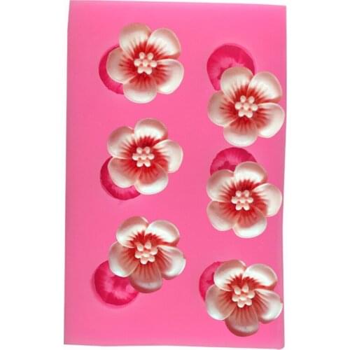 New 5-petal mini-flower cherry cake silicone mold DIY fondant baking tool chocolate liquid drop mold spot