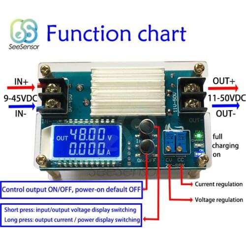 DC DC Boost Converter CC CV Constant Voltage Constant Current Power Supply Module 9-45V 5A Adjustable Regulated Power Supply