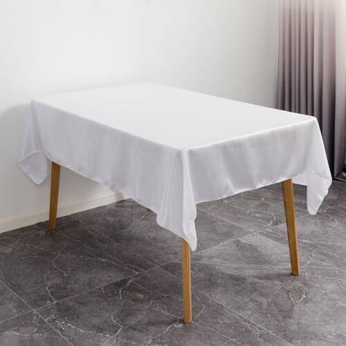 Rectangle White Satin Tablecloth For Hotel Banquet Dining Table Cover Birthday Wedding Party Decoration Table Overlays