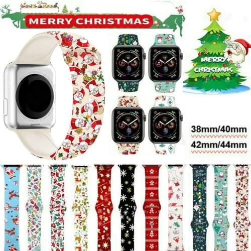 Christmas Strap for Apple Watch Band 44mm 40mm 38mm 42mm Sport Silicone Belt Watchband Bracelet for IWatch Series 2 3 4 5 SE 6