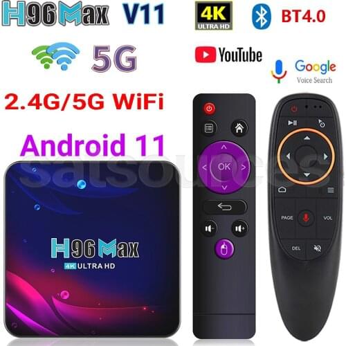 RK3188 H96 MAX V11 Media Player Mali-450 Android 11.0 2.4G 5G Dual Wifi BT4.0 4K H.265 HD Set Top Box TV Box