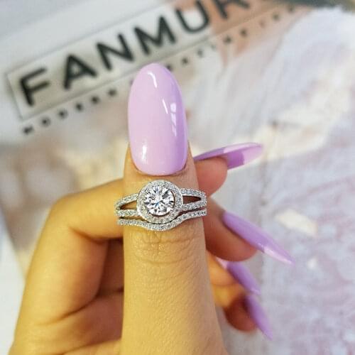 925 sterling silver Moonso Luxury Genuine rings set band for women wedding engagement BRIDAL jewelry R235