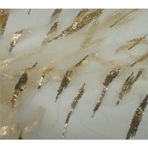 Sparkling sequins tulle lace fabric, Champagne-Off White tulle lace, Gauze Fabric, Prom Dress Fabric By The Yard