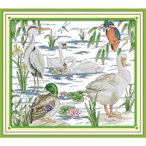Everlasting Love Water Birds Chinese Cross Stitch Kits Ecological Cotton Stamped Printed 11CT 14CT DIY Christmas Gifts For Home
