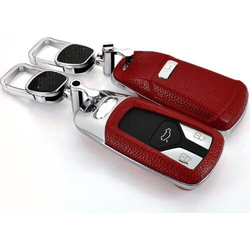 Top Layer Leather+ABS Remote car key Case CAR shell For Audi A5 S5 Q7 A4 A4L TT TTS 2015-2018