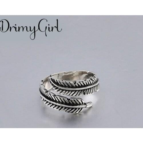Punk Vintage Feather Ring For Women Men Adjustable Size Geometric Rings Exquisite Creative Jewelry Wholesale