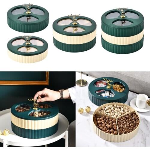 Rotating Snack Platter​ 3 Sectional Candy Food Storage Box Organizer Nut