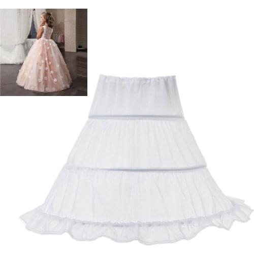 Tutu Girl Skirt Petticoat Fluffy Base Party Kids Crinoline Flower Girl Wedding Underskirt Elastic Waist Drawstring 2 Hoops