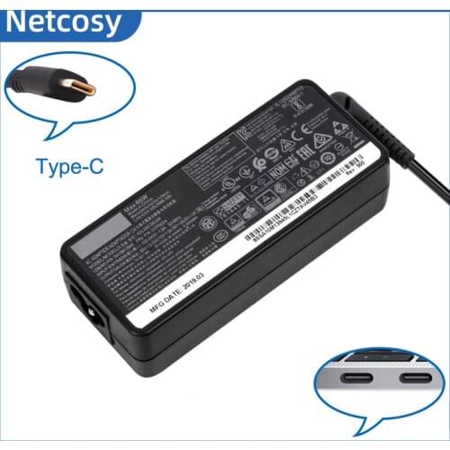 Netcosy 20V 3.25A USB-C AC Adapter Laptop Charger For Lenovo ThinkPad E580 E585 T580S E590S E595 20KS 20KV Type-C 65W Carregador