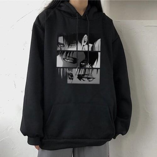 Gothic Winter Fashion y2k Hip Hop female Sweatshirt Harajuku Anime Attack On Titan Hooded Sweatshirt Plus velvet Oversized tops