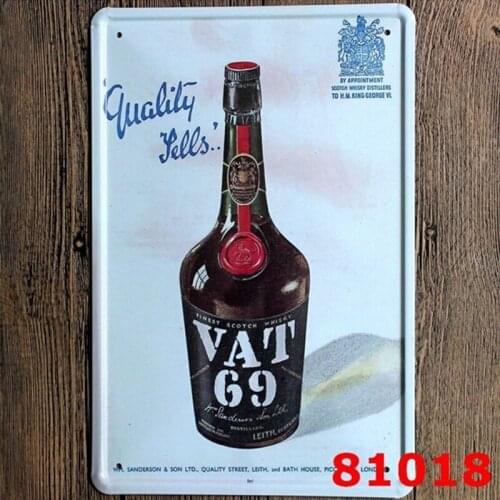 VAT 69 Scotch Blended Whisky Tin Sign Metal Wall Decor Pub Bar Tavern Display 20x30CM